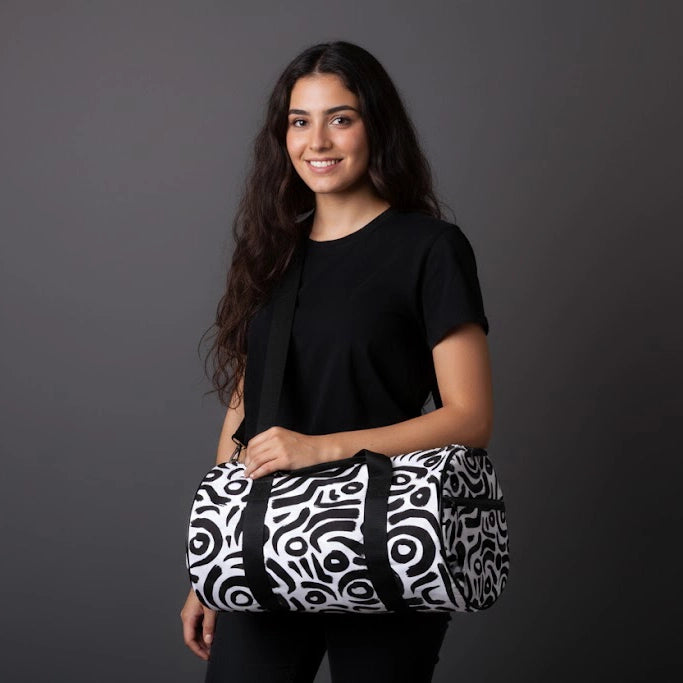 Black White Duffle Bag