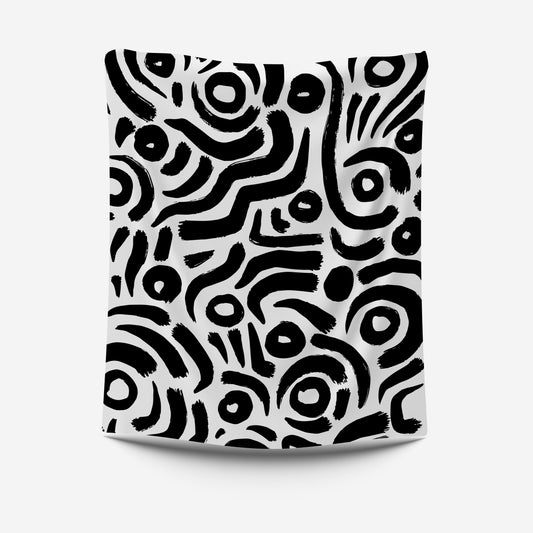 Pattern Black White Tapestry