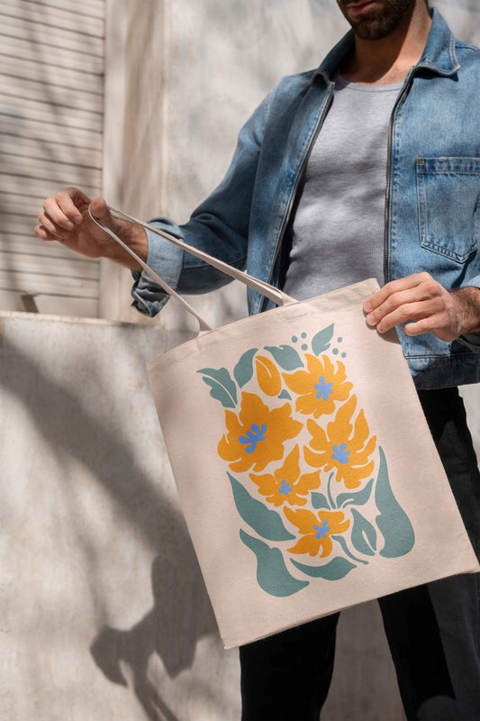 flower yellow tote bag