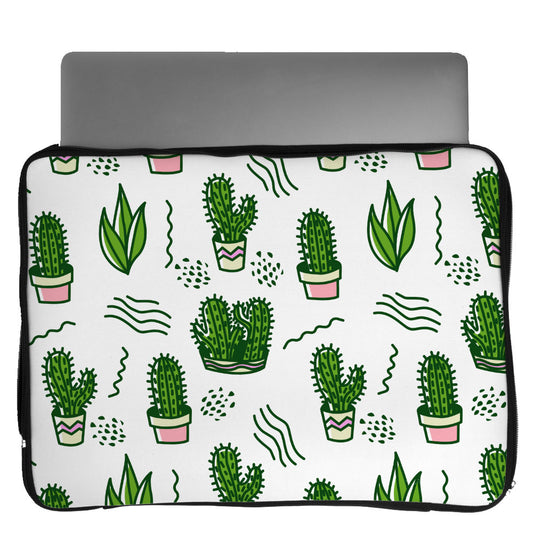 Green-doodle-cactus Laptop sleeve