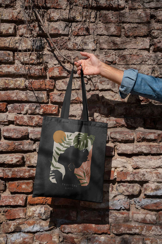 tropical-lady tote bag all over print