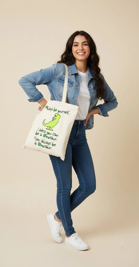 Dinasour Flower tote bag