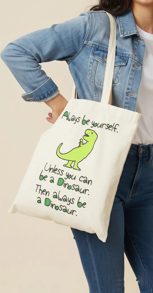 Dinasour Flower tote bag