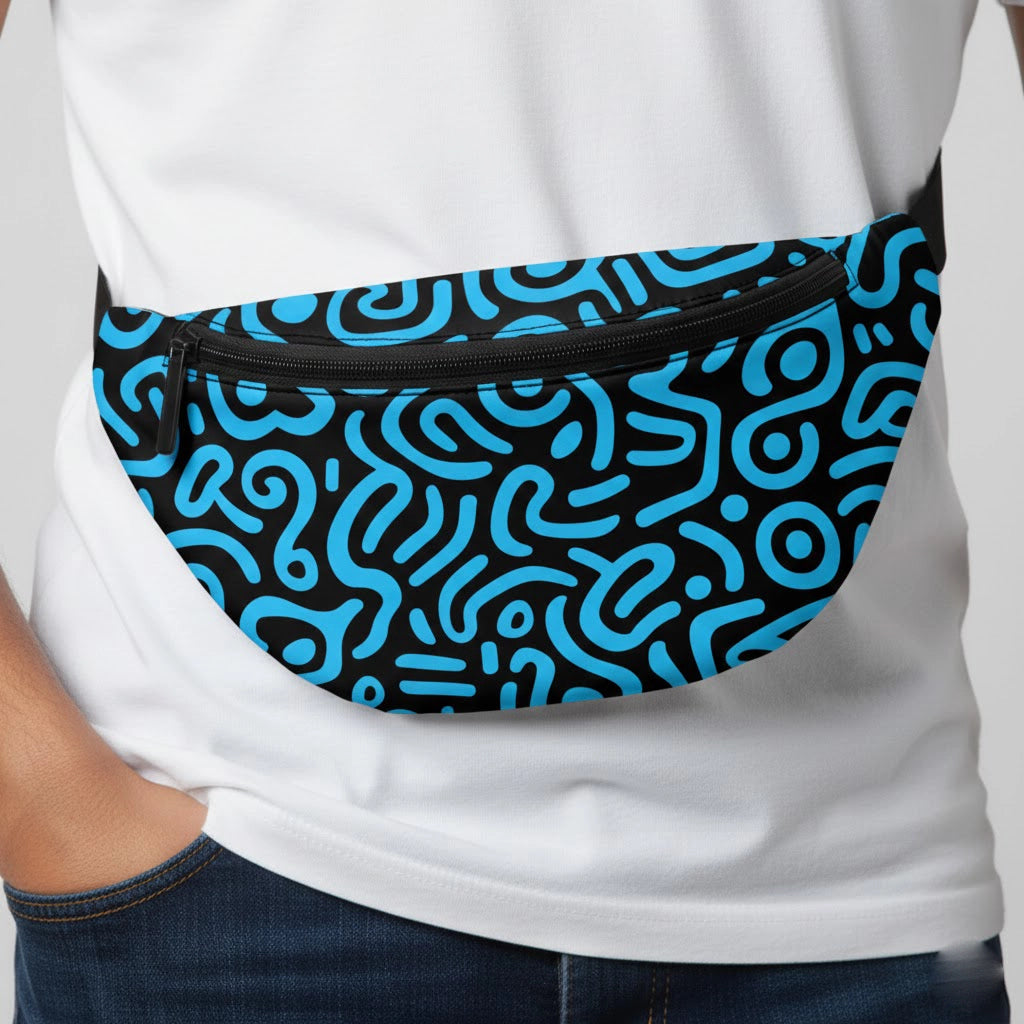 Pattern Black Blue Fanny Pack