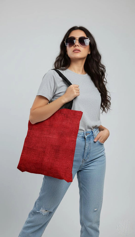 Red tote bag all over print